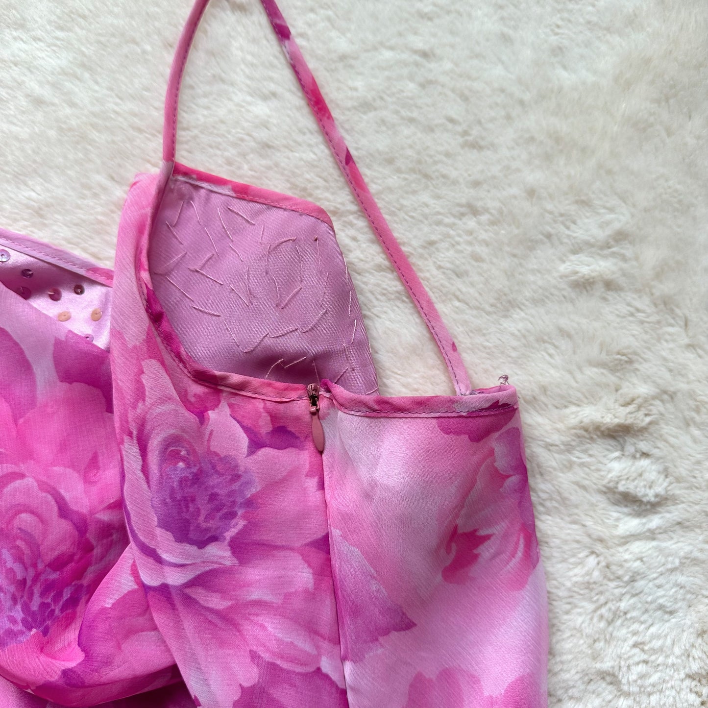 1990's fuchsia flutter dress