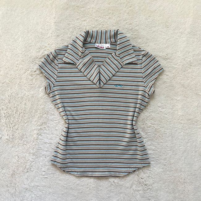 2000's striped hurley collar top