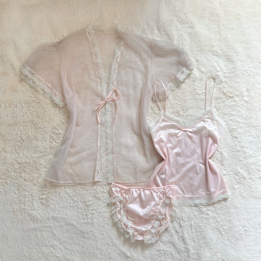 1980's ballet veil peignoir set