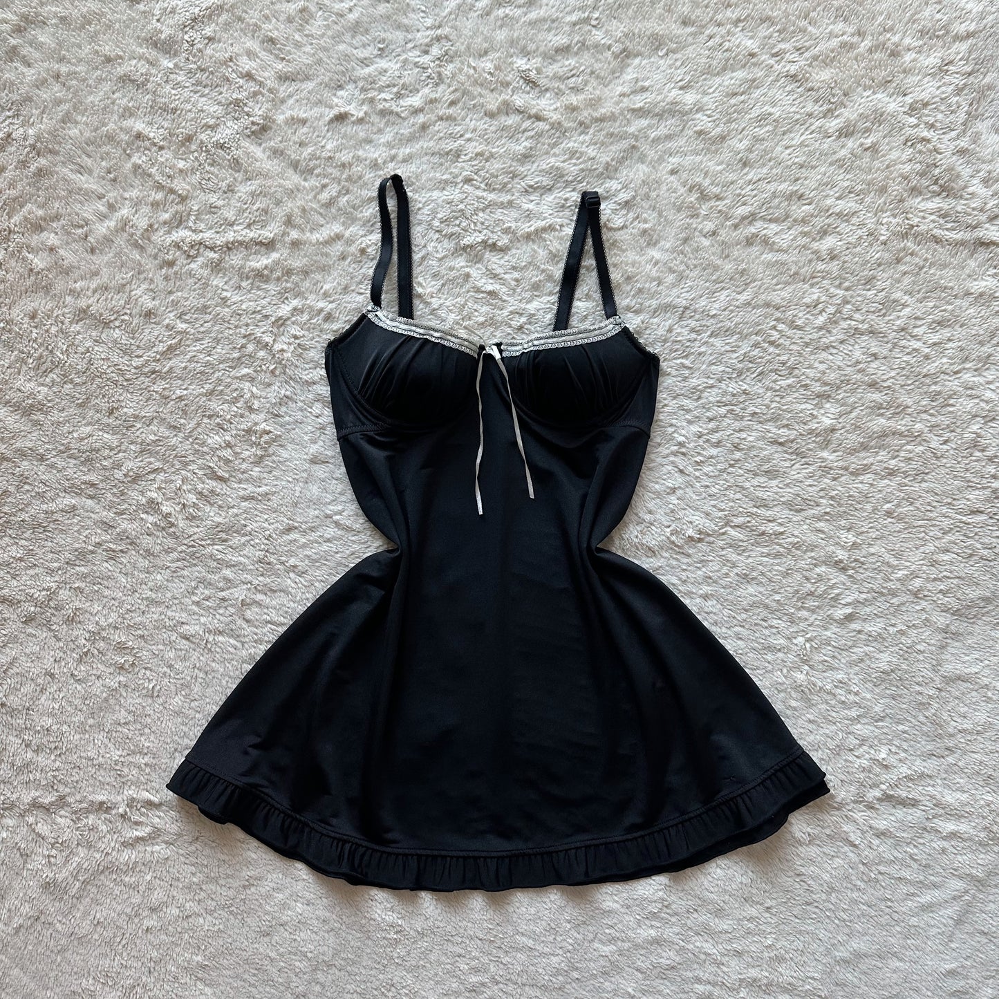 2000's black + cream babydoll slip dress