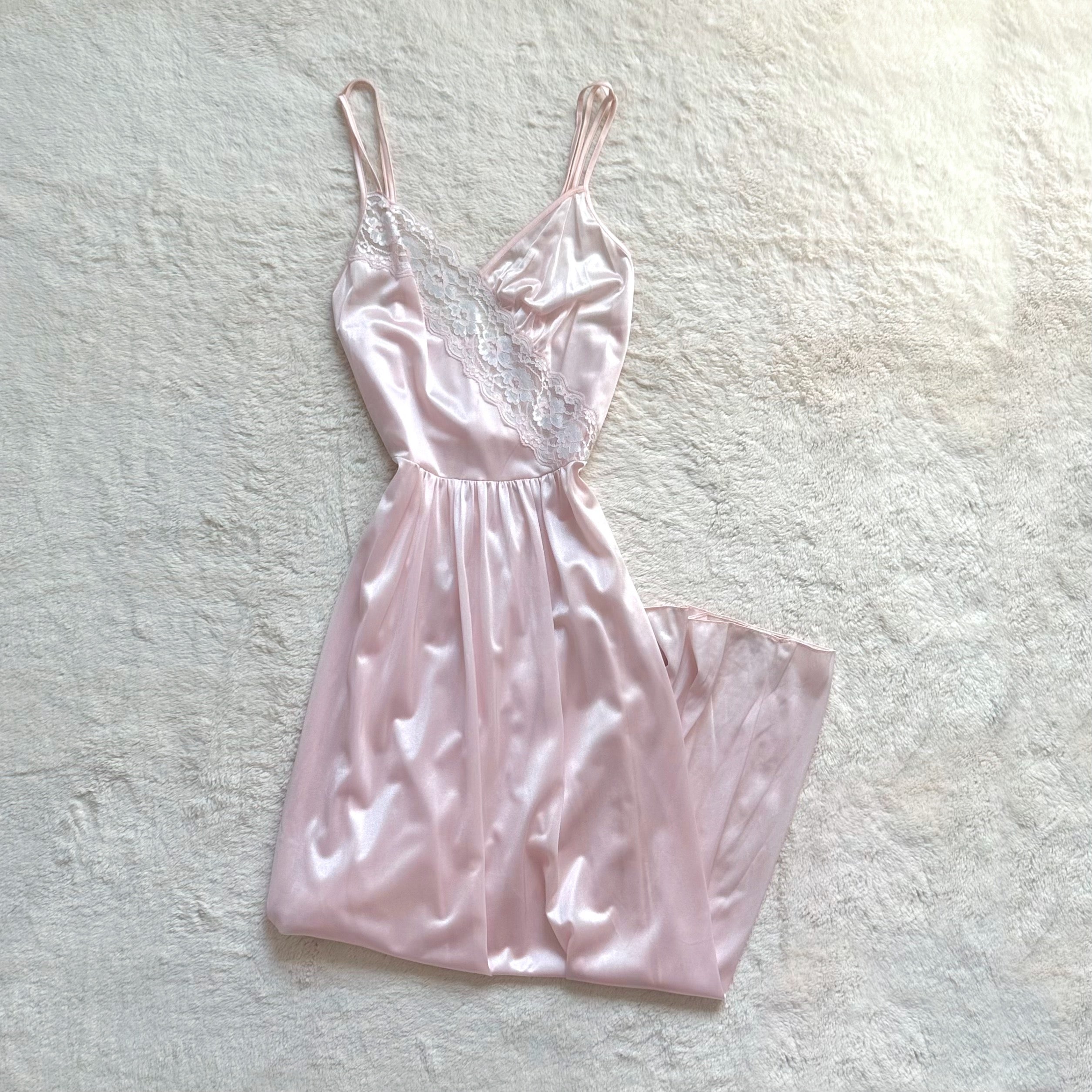 1980's pink satin serenade negligee