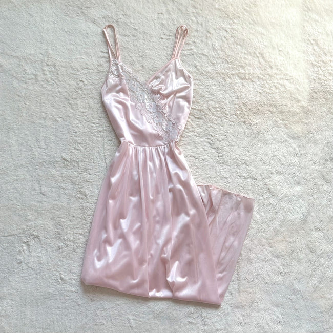 1980's pink satin serenade negligee