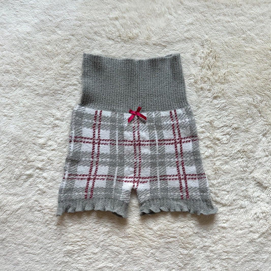 japanese brand plaid knit lounge shorts
