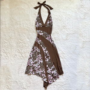 2000's cocoa blossom halter dress