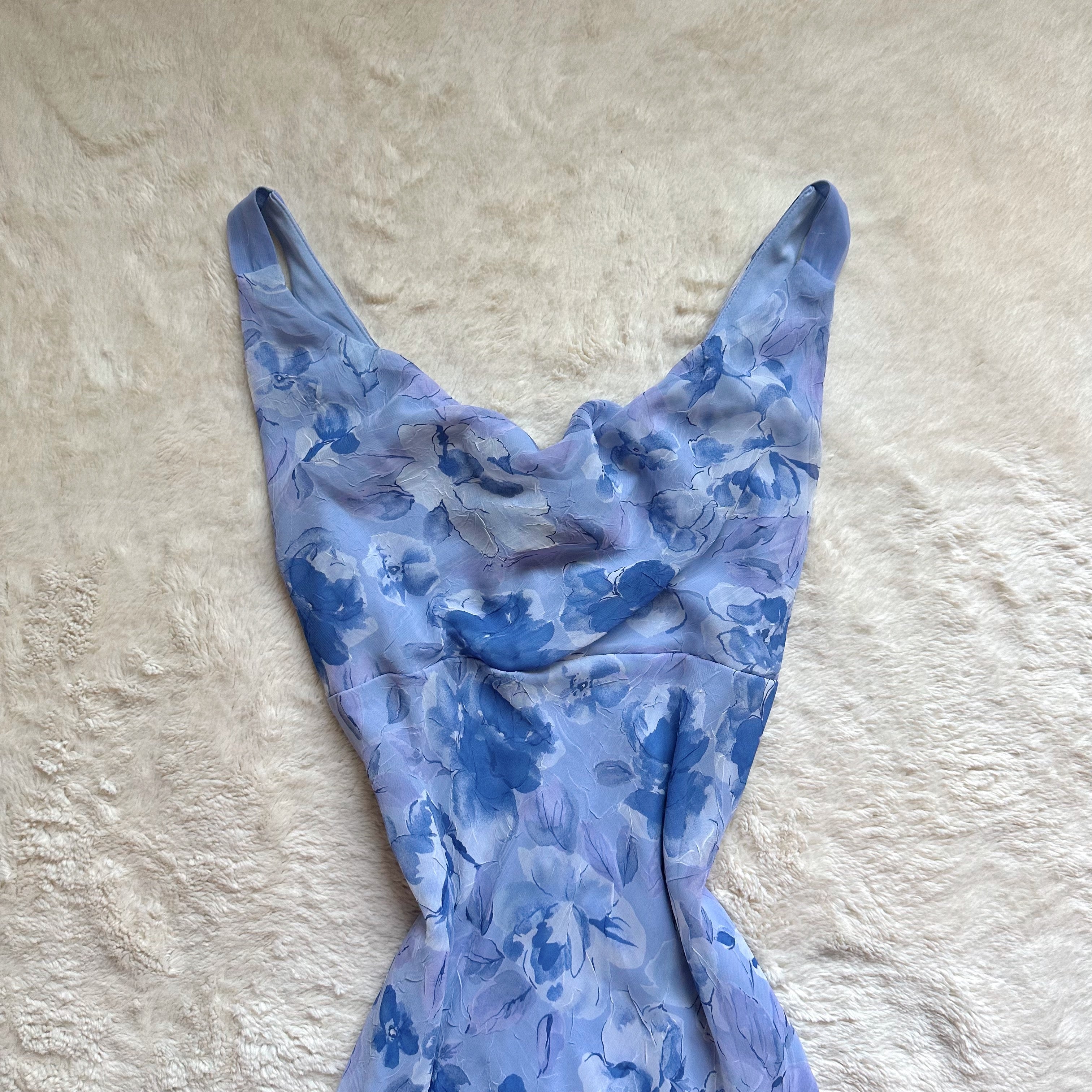 1990's bluebell watercolor dress