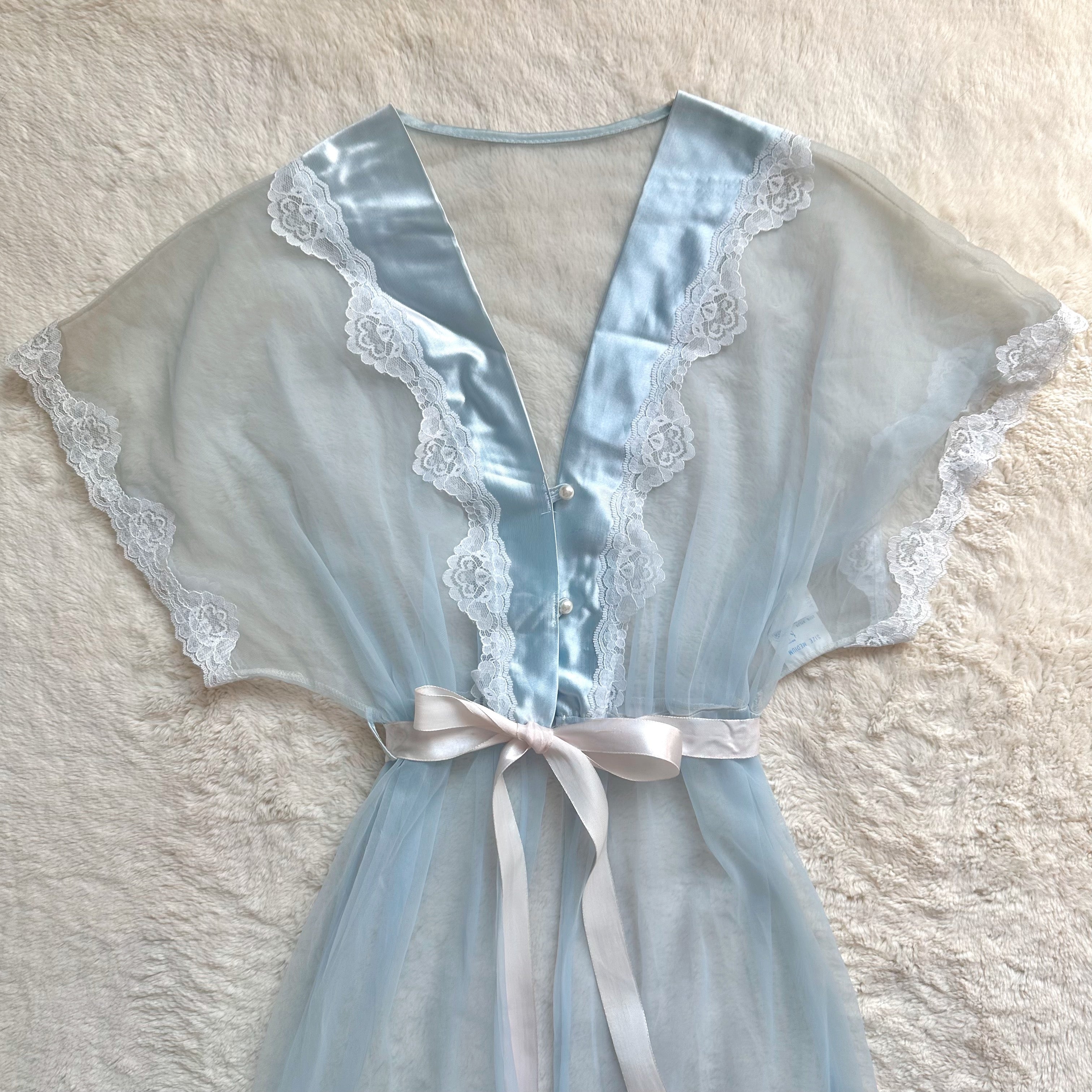 1980's sky ribbon peignoir