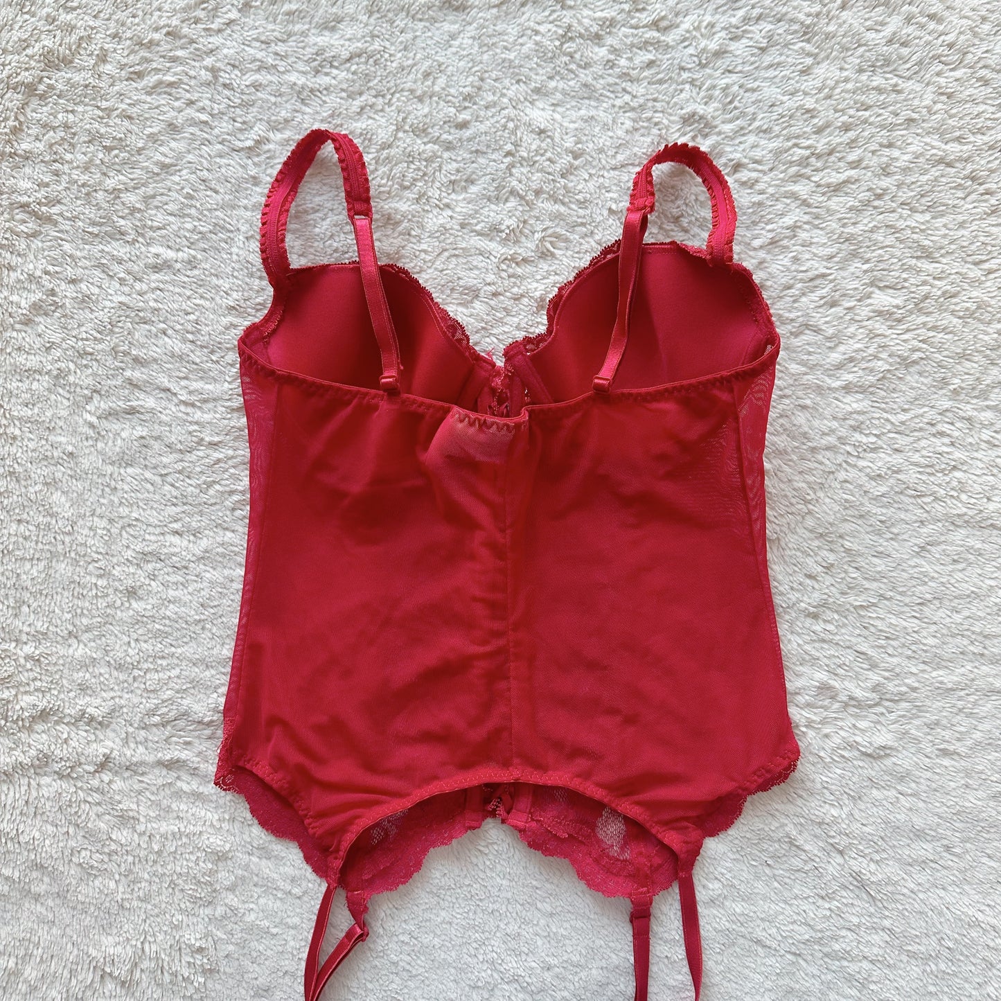 1990's fiery red corset + thong set