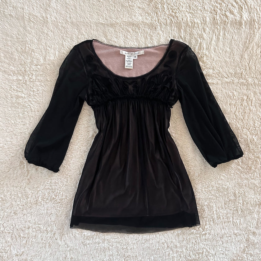 2000's velvet nocturne babydoll top