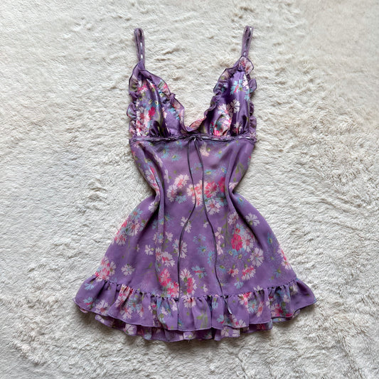 2004 lavender blossom babydoll slip dress