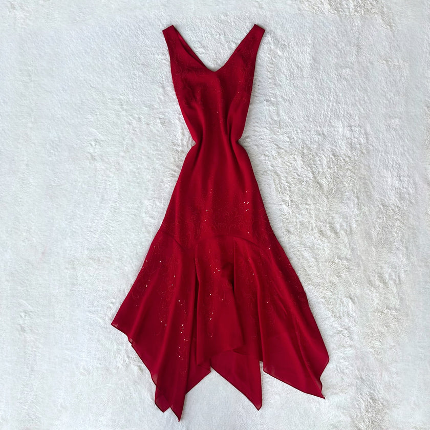 1990's scarlet veil gown