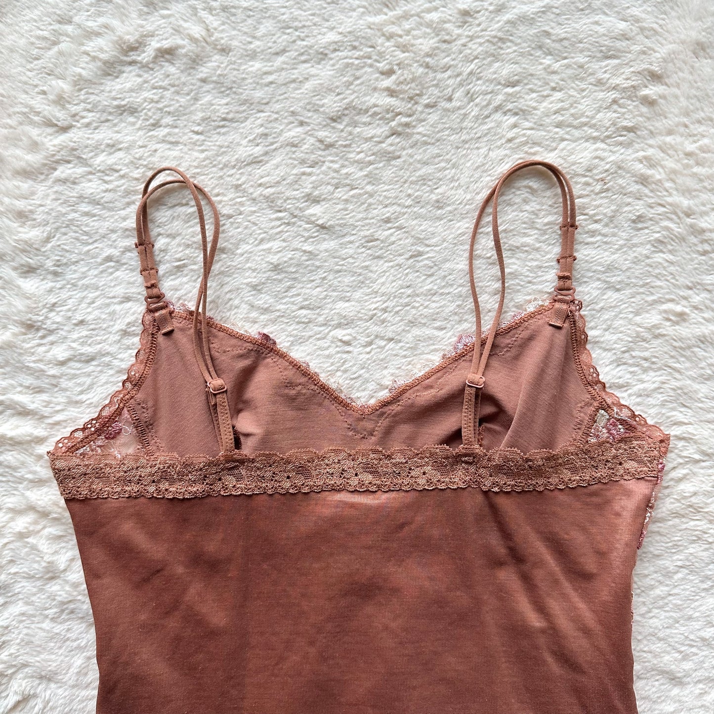 japanese brand brown floral stretch fit camisole