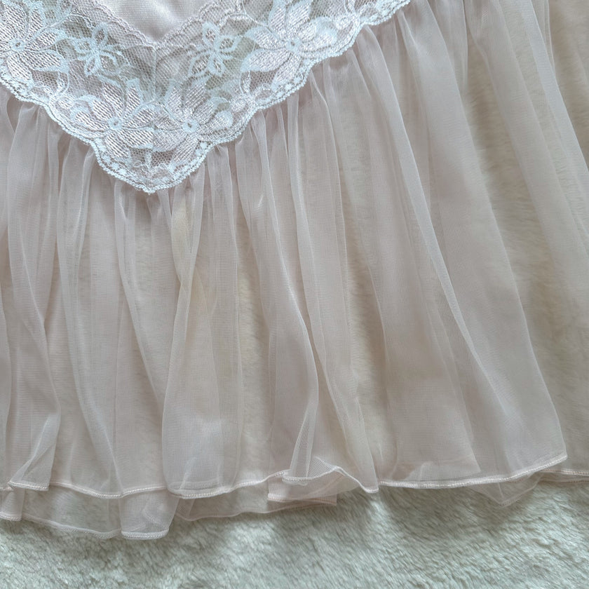 1980's blush petaline slip dress