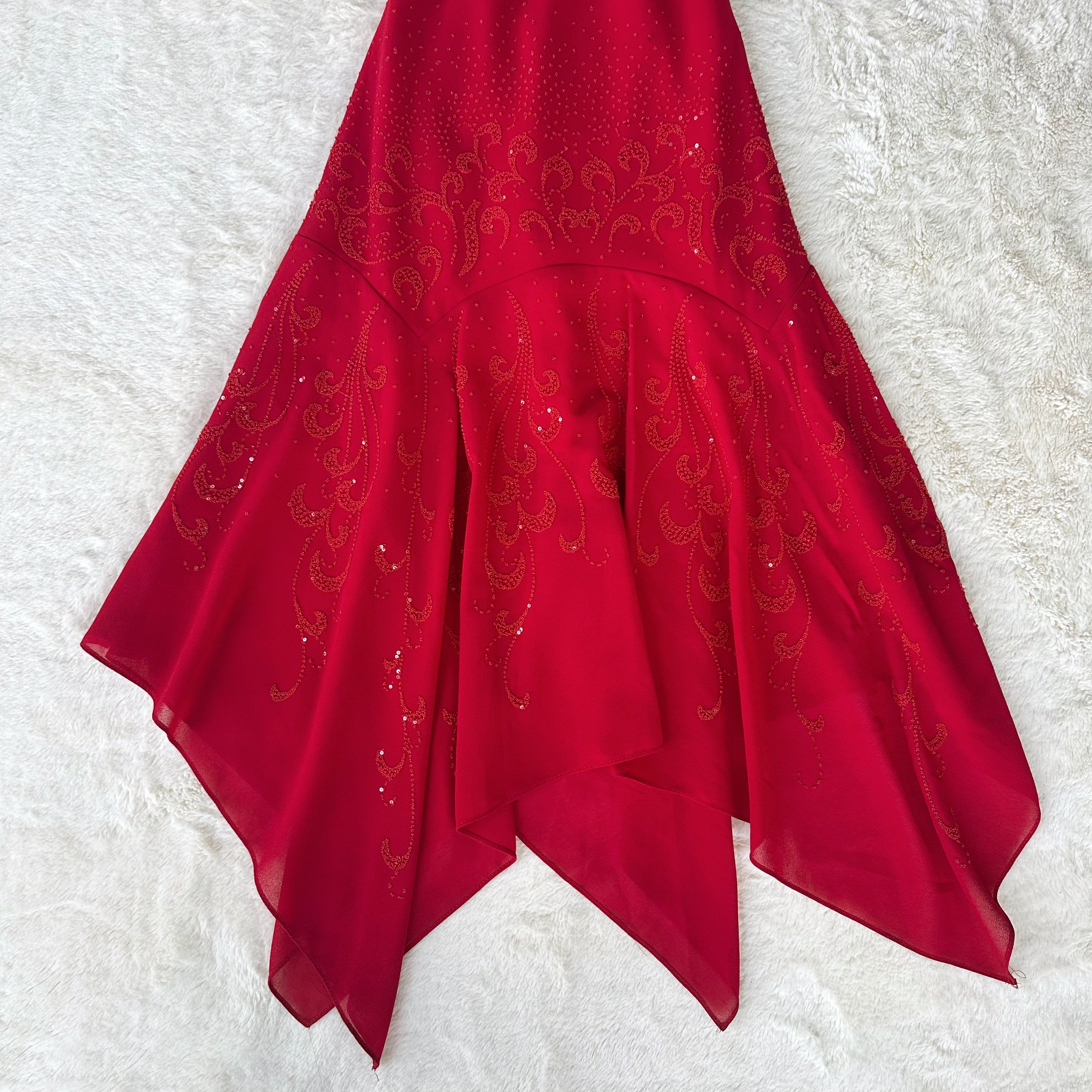 1990's scarlet veil gown