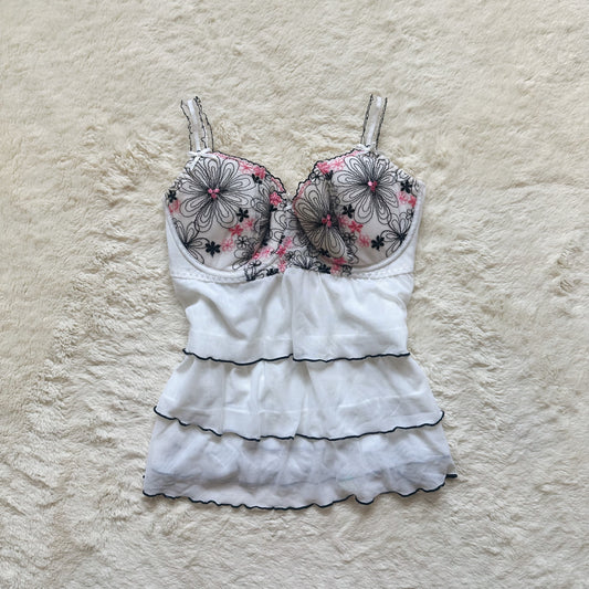 2000's ditsy babydoll camisole