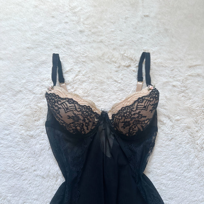 2000's nude noir slip dress