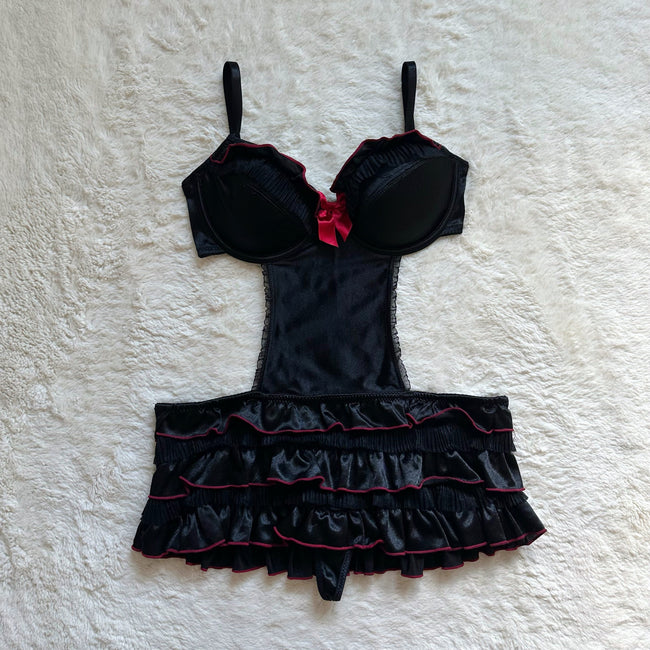2000's dark ballet slip dress