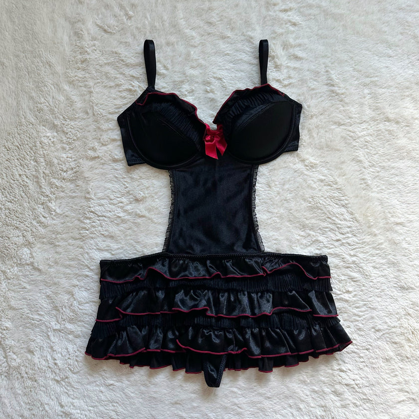 2000's dark ballet slip dress