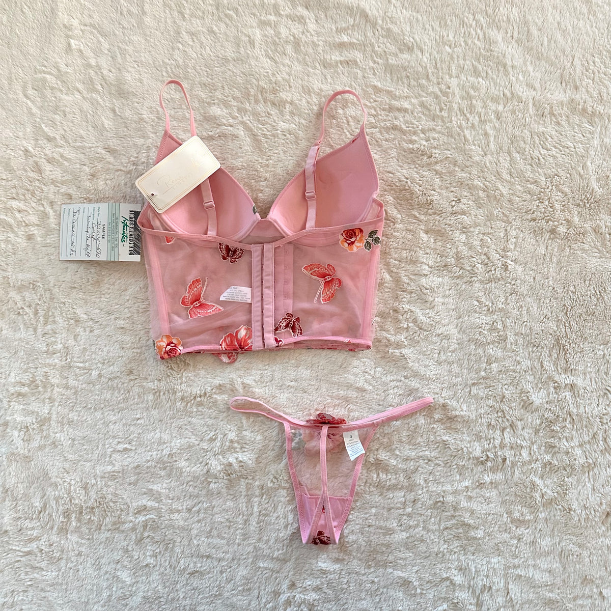 2000's pink tropic bustier set