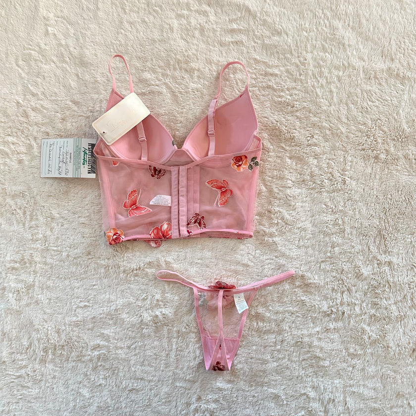 2000's pink tropic bustier set