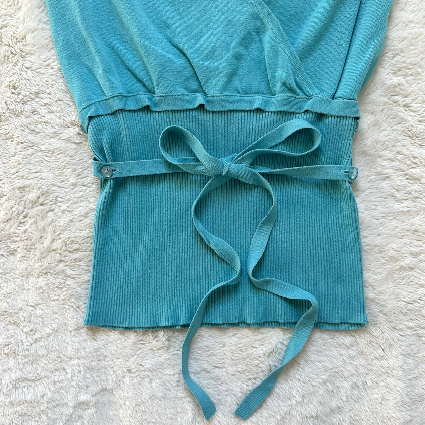 2000's aqua wrap top