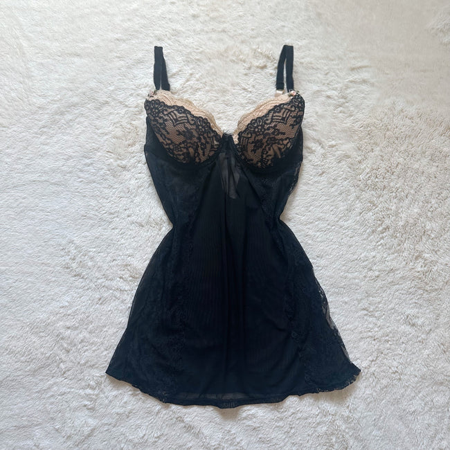 2000's nude noir slip dress