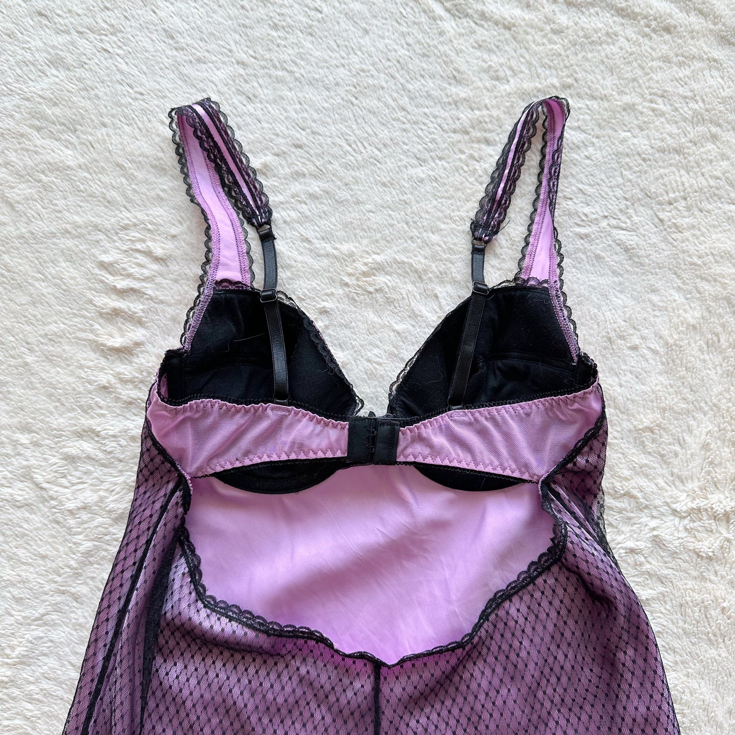 2000's lilac grunge satin mesh bustier babydoll