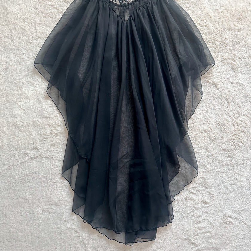 1980's black swan tulle slip dress