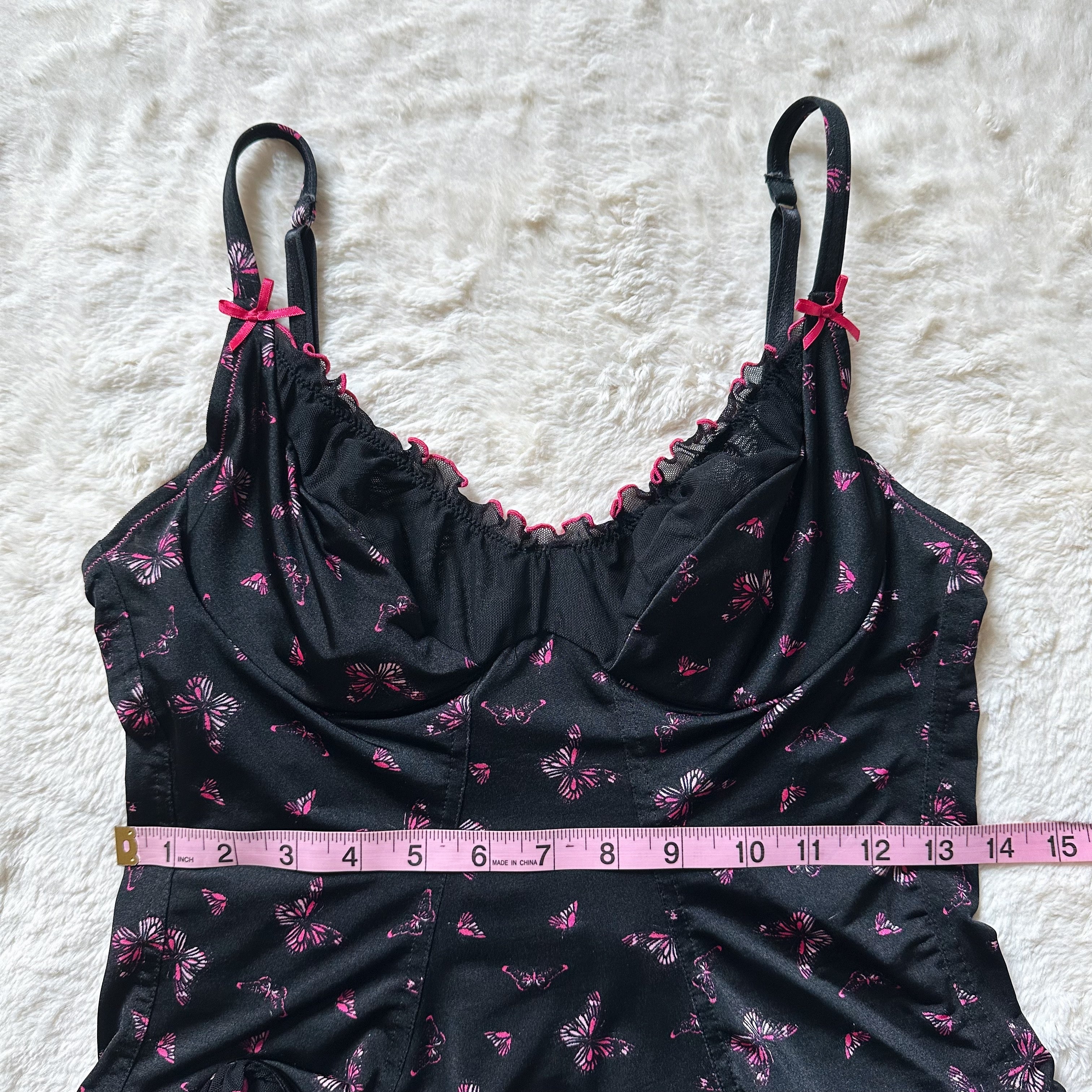 2000's midnight butterfly corset top