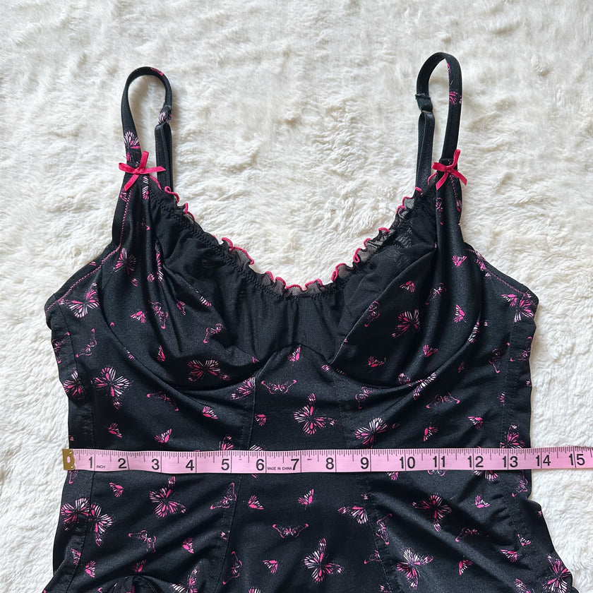 2000's midnight butterfly corset top