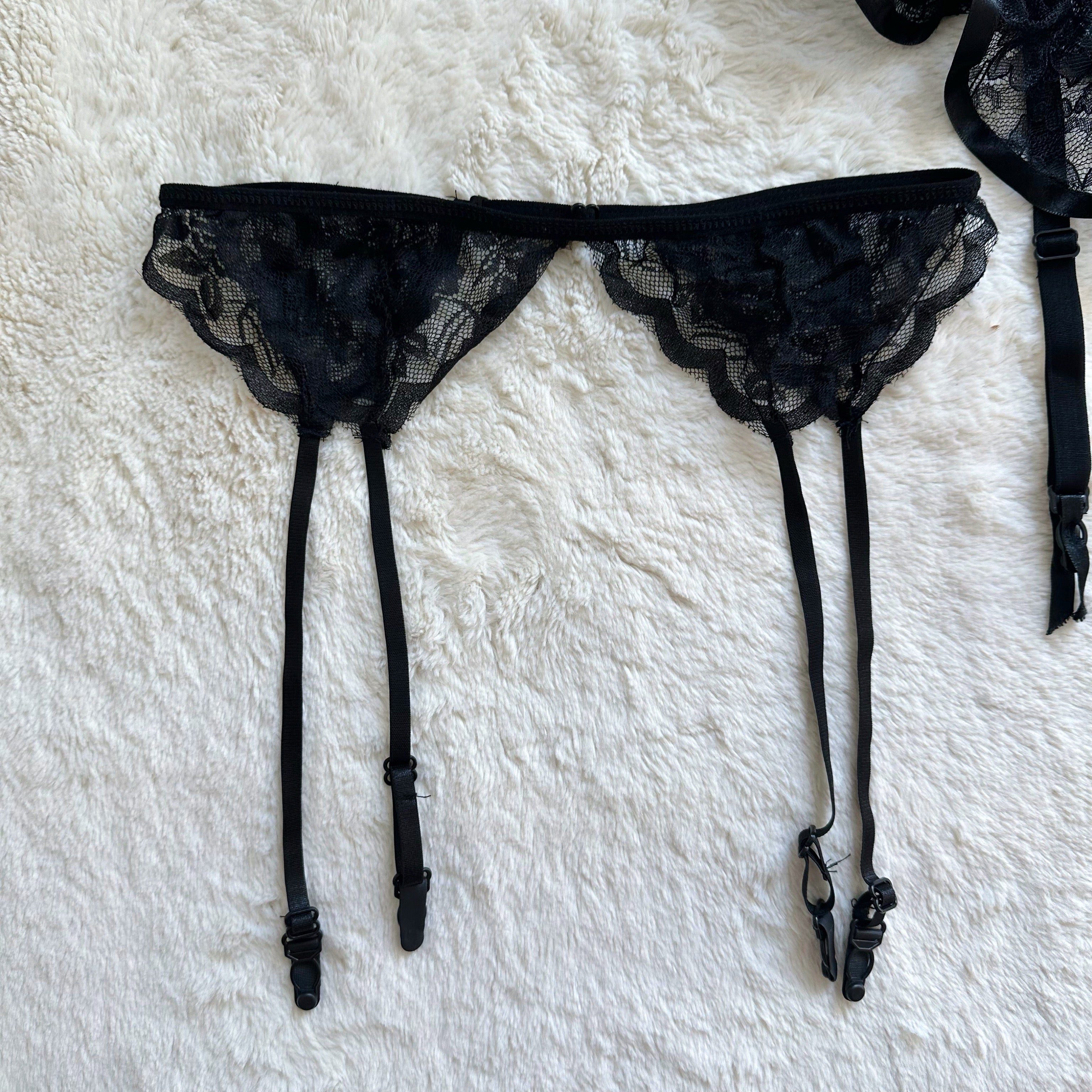 1980's black rose lingerie set