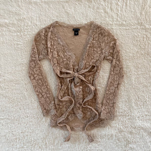 2000's honey lace tie cardigan