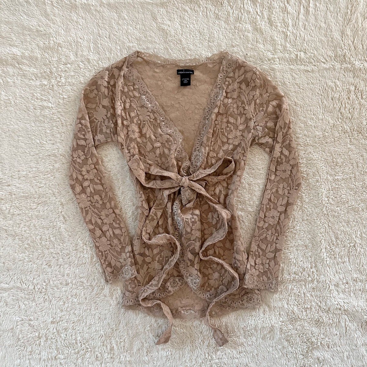 2000's honey lace tie cardigan
