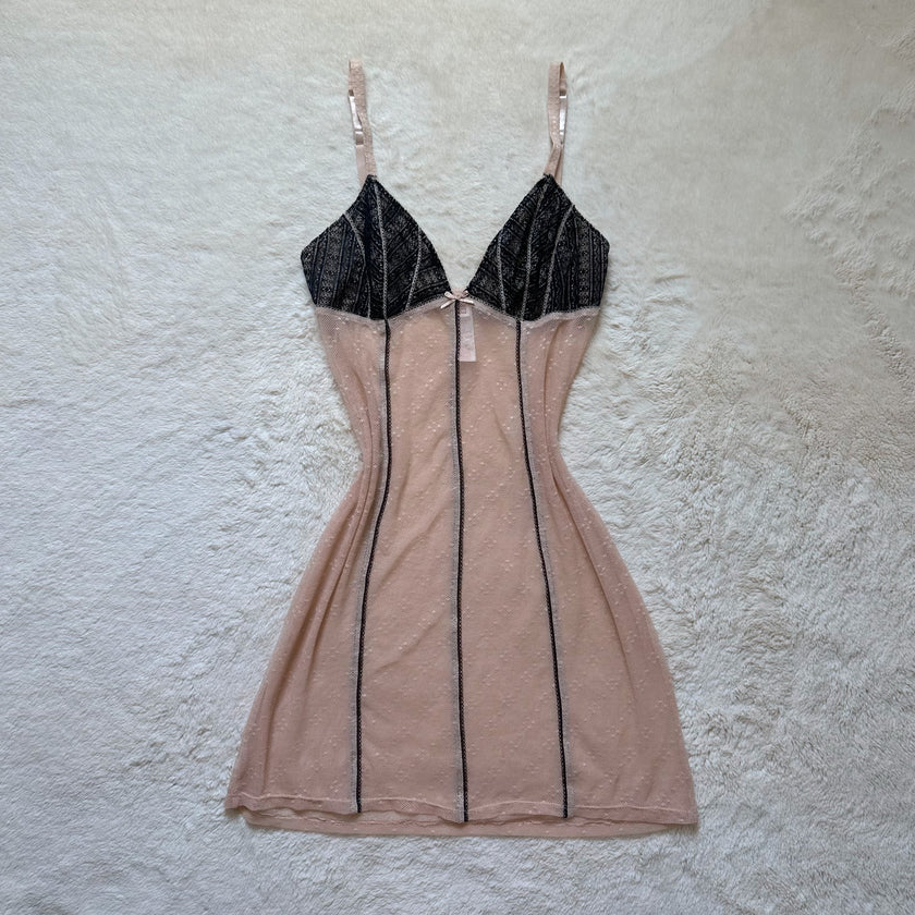contemporary nude noir slip dress
