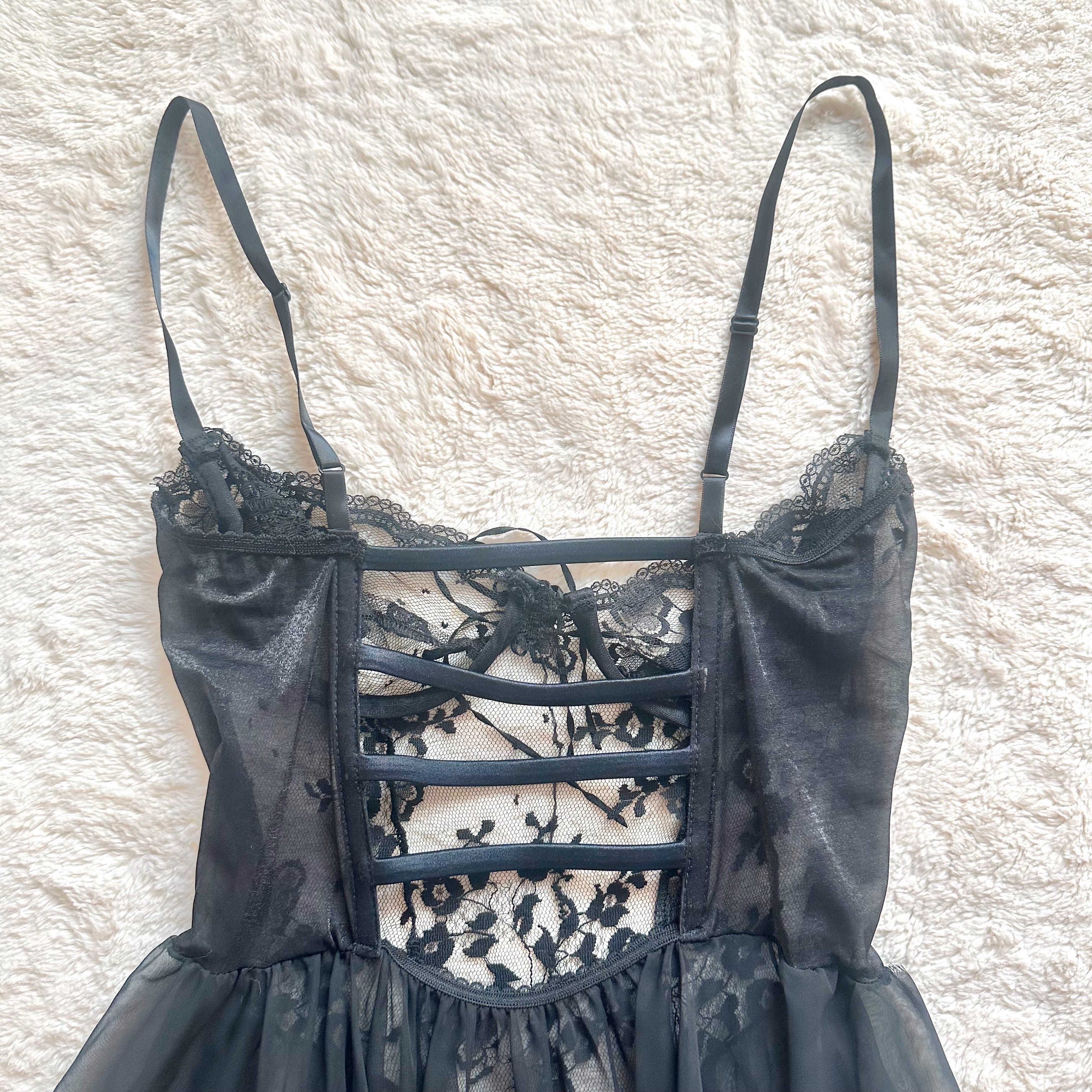 1980's black swan tulle slip dress
