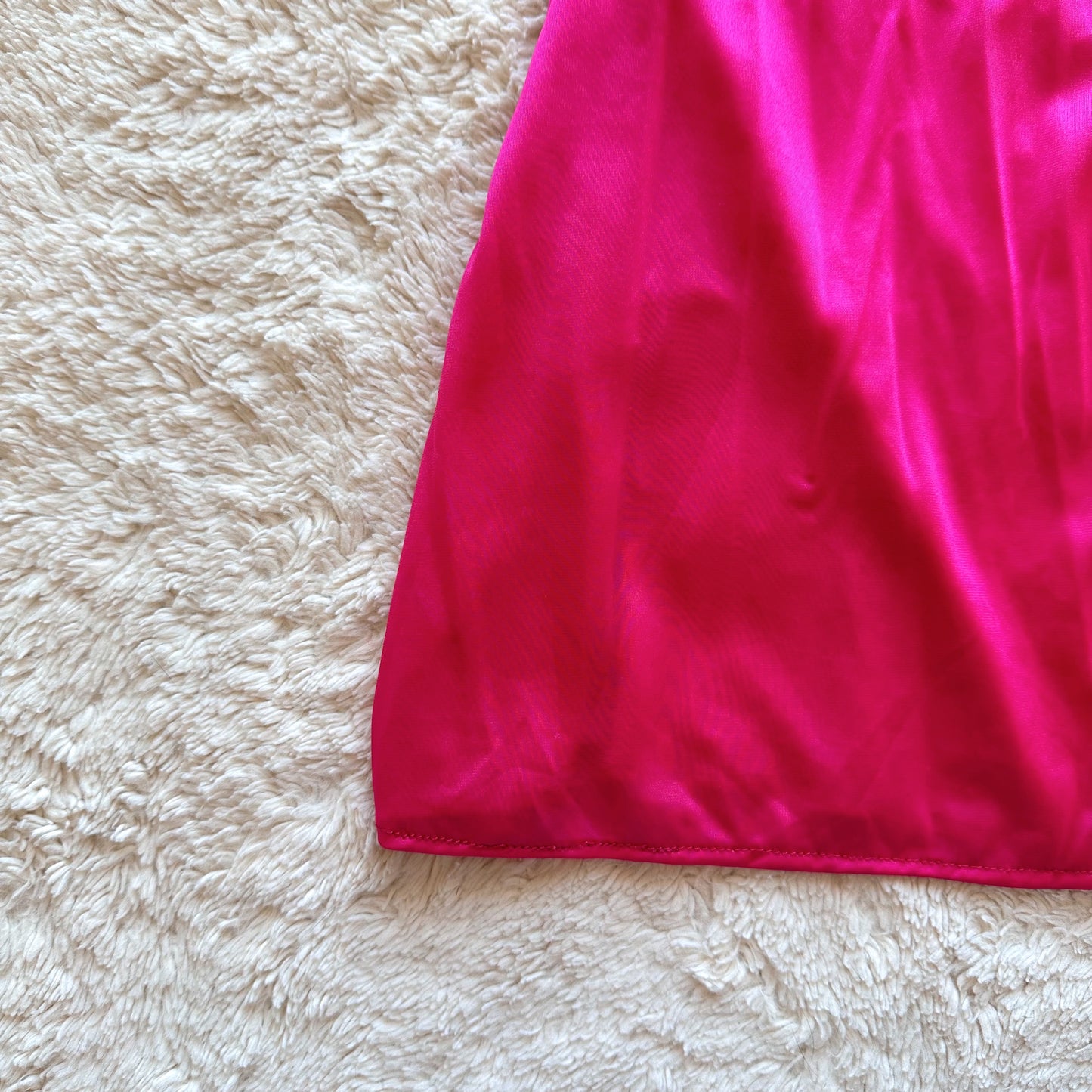 1990's hot pink satin lace slip dress