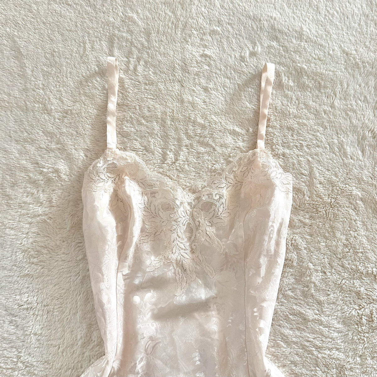 1980's ivory flora slip dress
