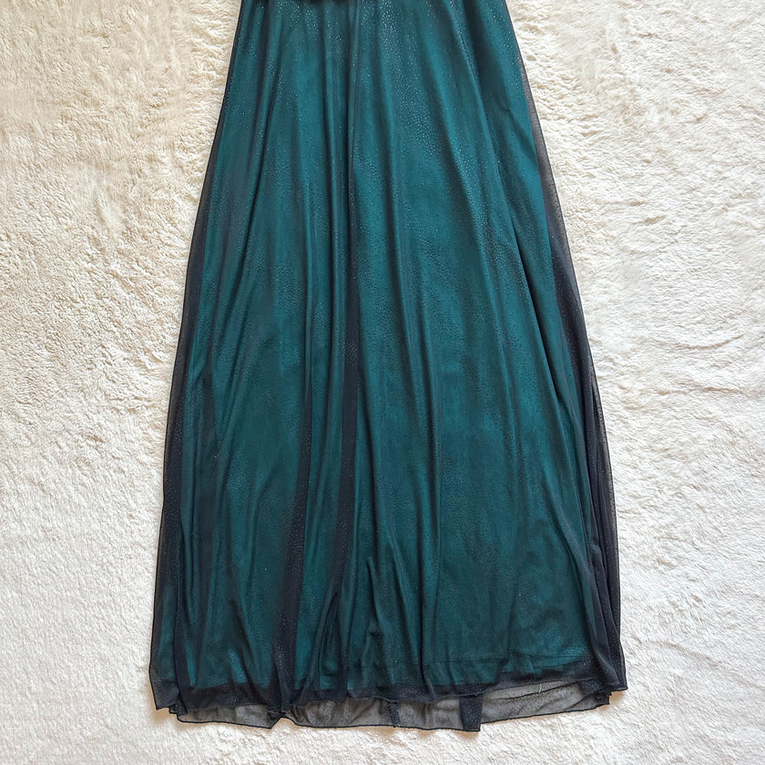 1990's emerald glow gown