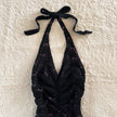2000's midnight muse halter dress