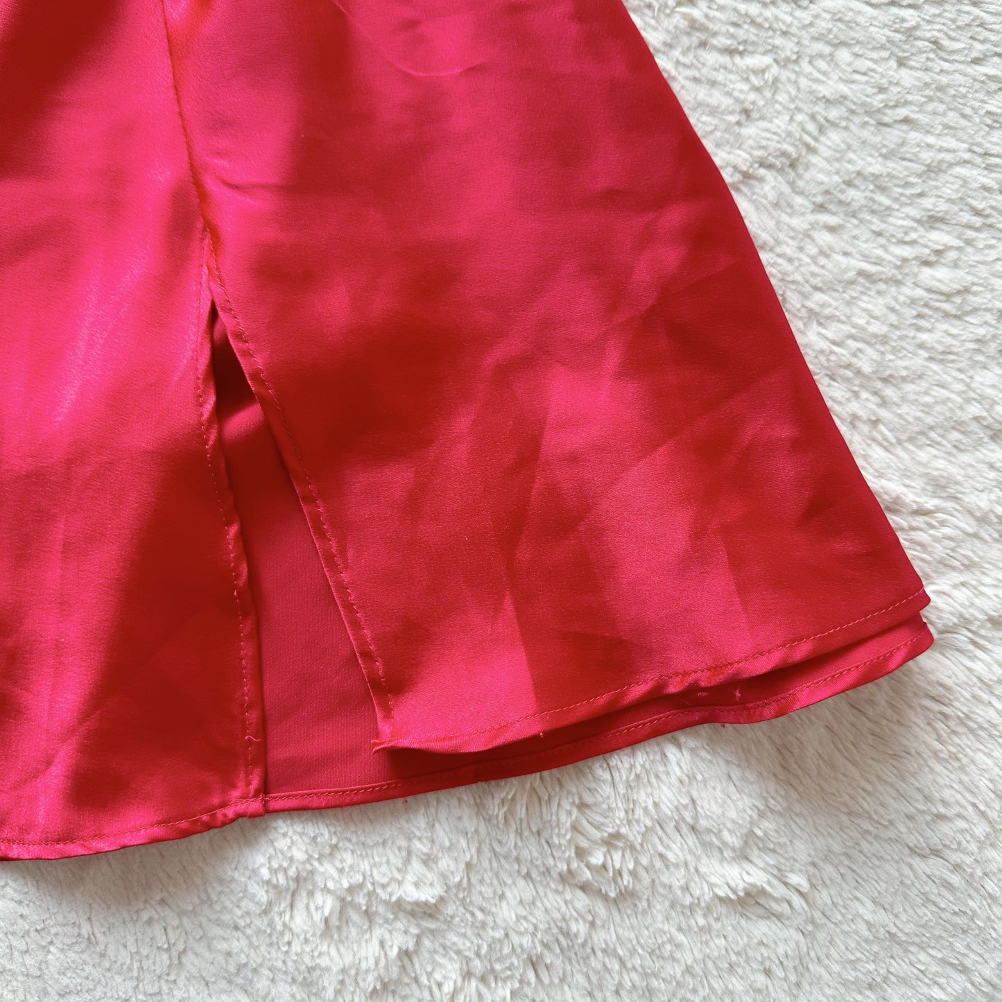 2001 ruby red satin tie back slip dress