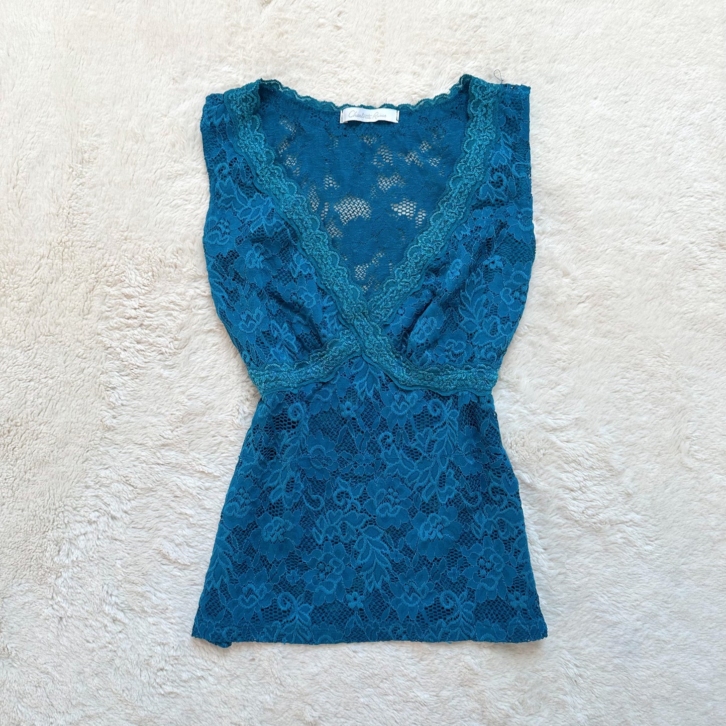 2000's sapphire lace blouse