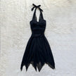 1990's midnight cascade halter dress
