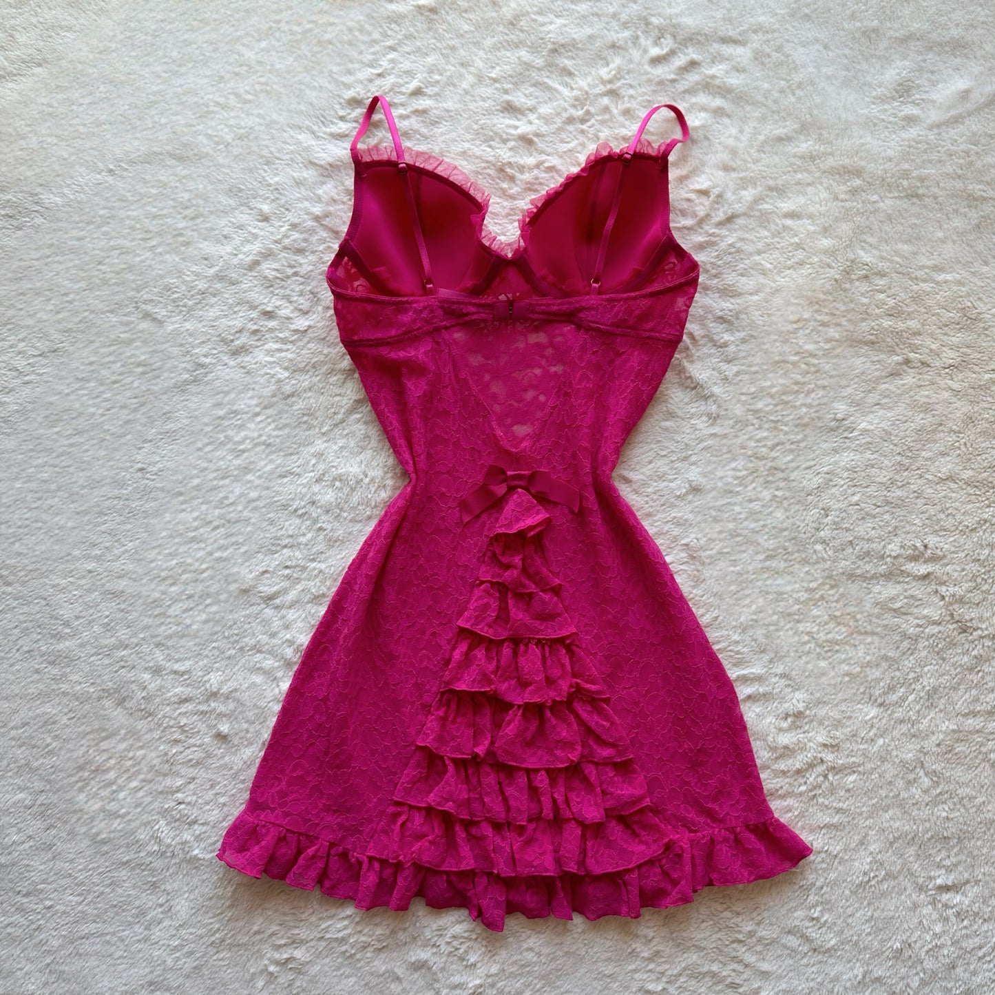 2010 hot pink lacy ruffle slip