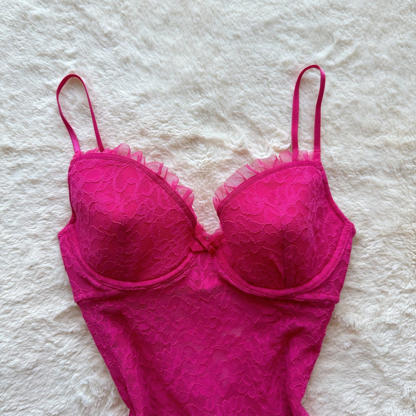 2010 hot pink lacy ruffle slip