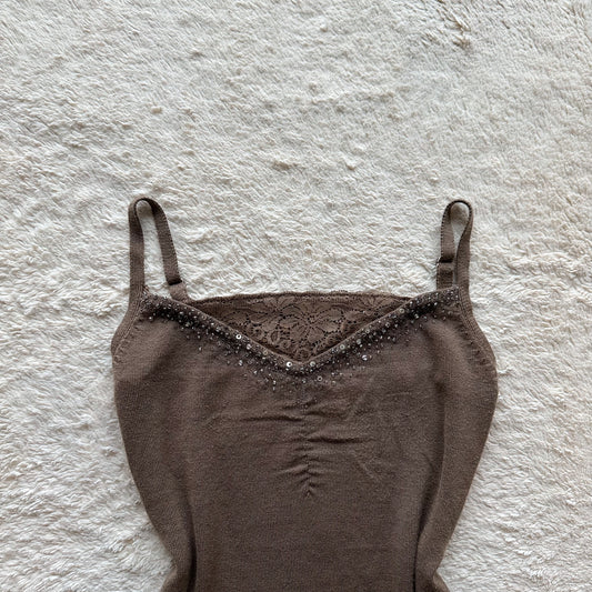 japanese brand chocolate sequin camisole