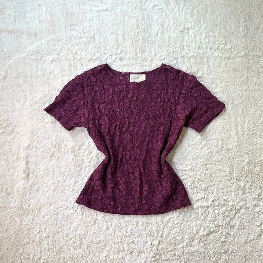 80's burgundy lace blouse