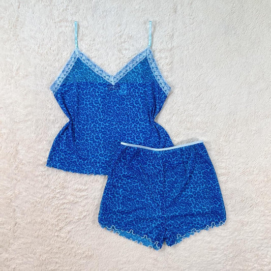 2000's blue cheetah cami set