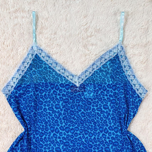 2000's blue cheetah cami set