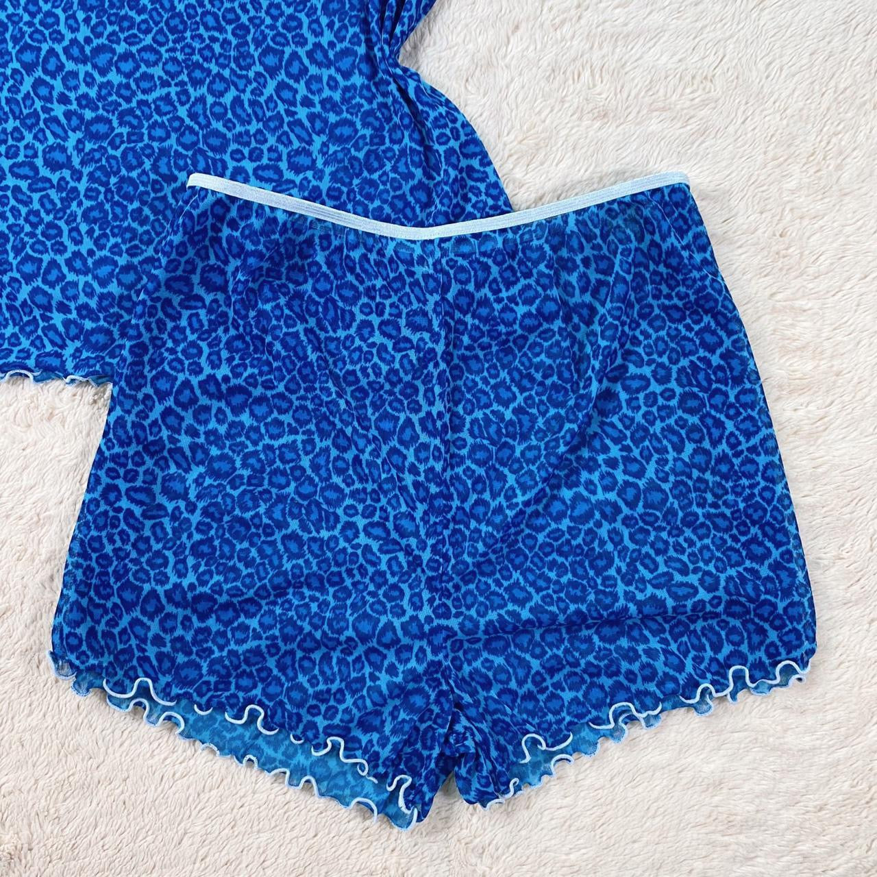 2000's blue cheetah cami set