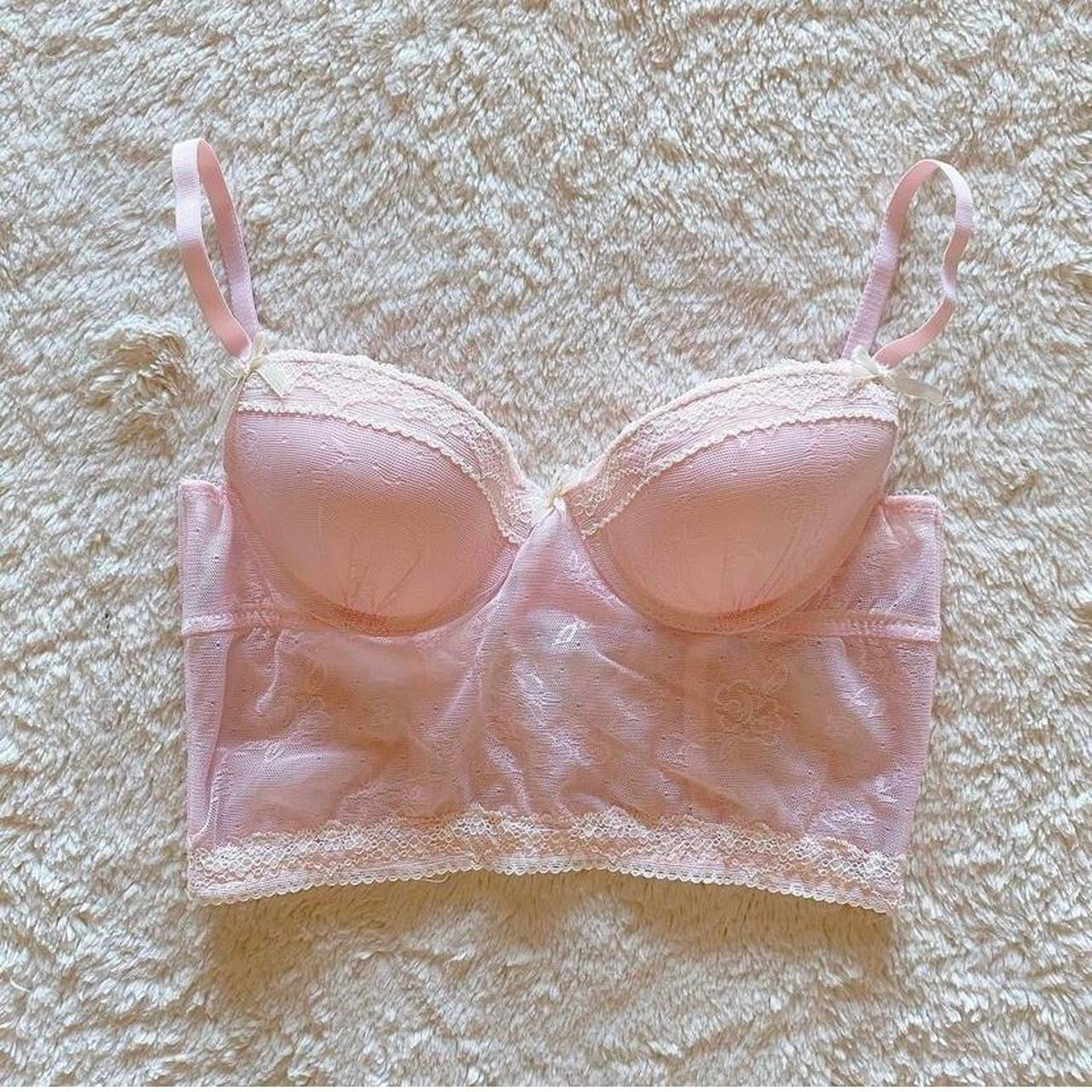 2000's baby pink demi longline bra