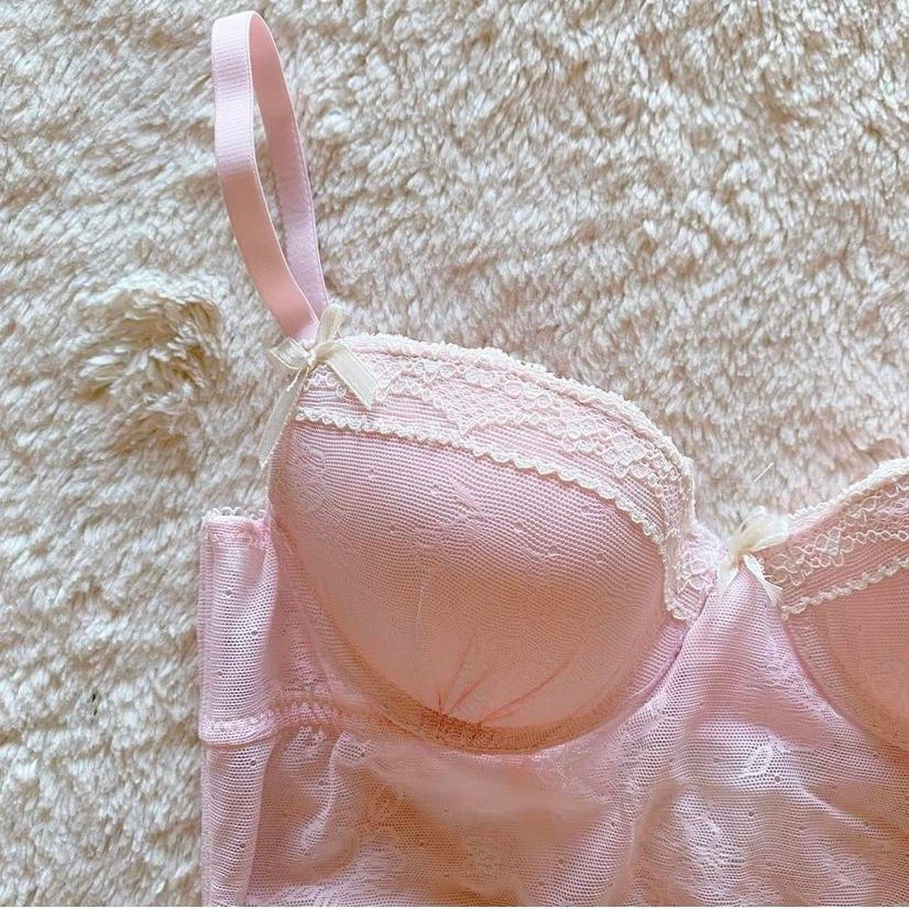 2000's baby pink demi longline bra